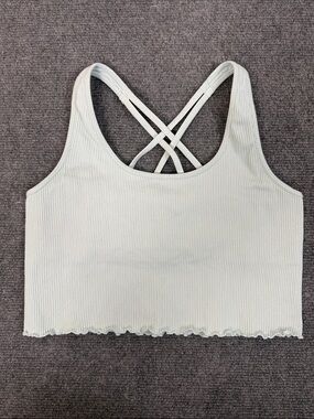 Women’s Ribbed Crisscross Back Crop Top - Light Mint (T3)